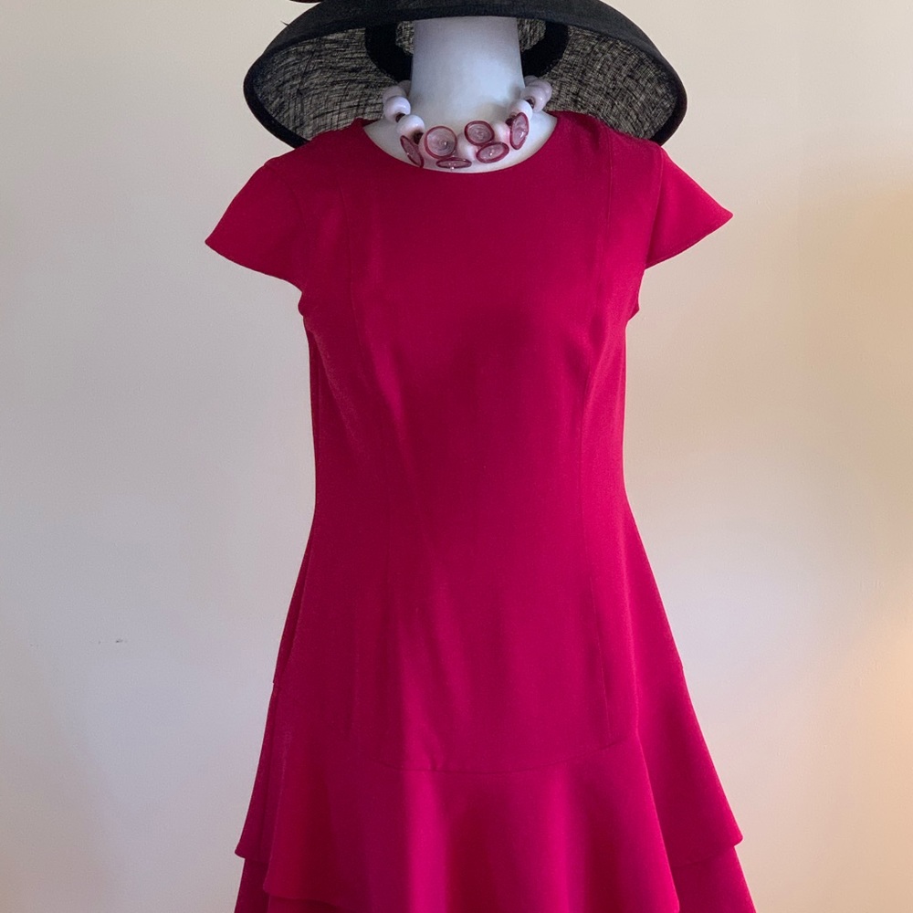 Eliza J Cap Sleeve Ruffle Dress